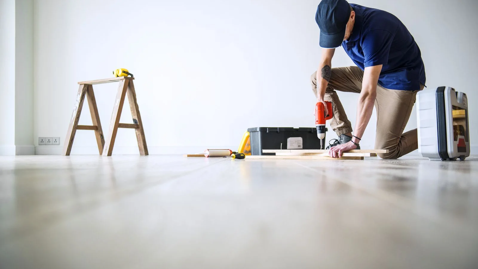 Handyman working through a list of small household repairs