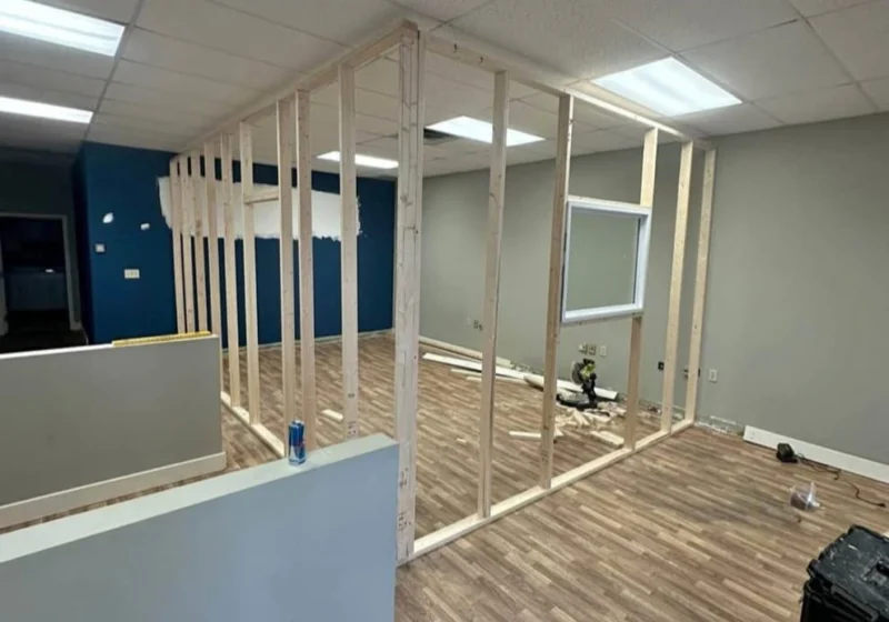 Office partition build