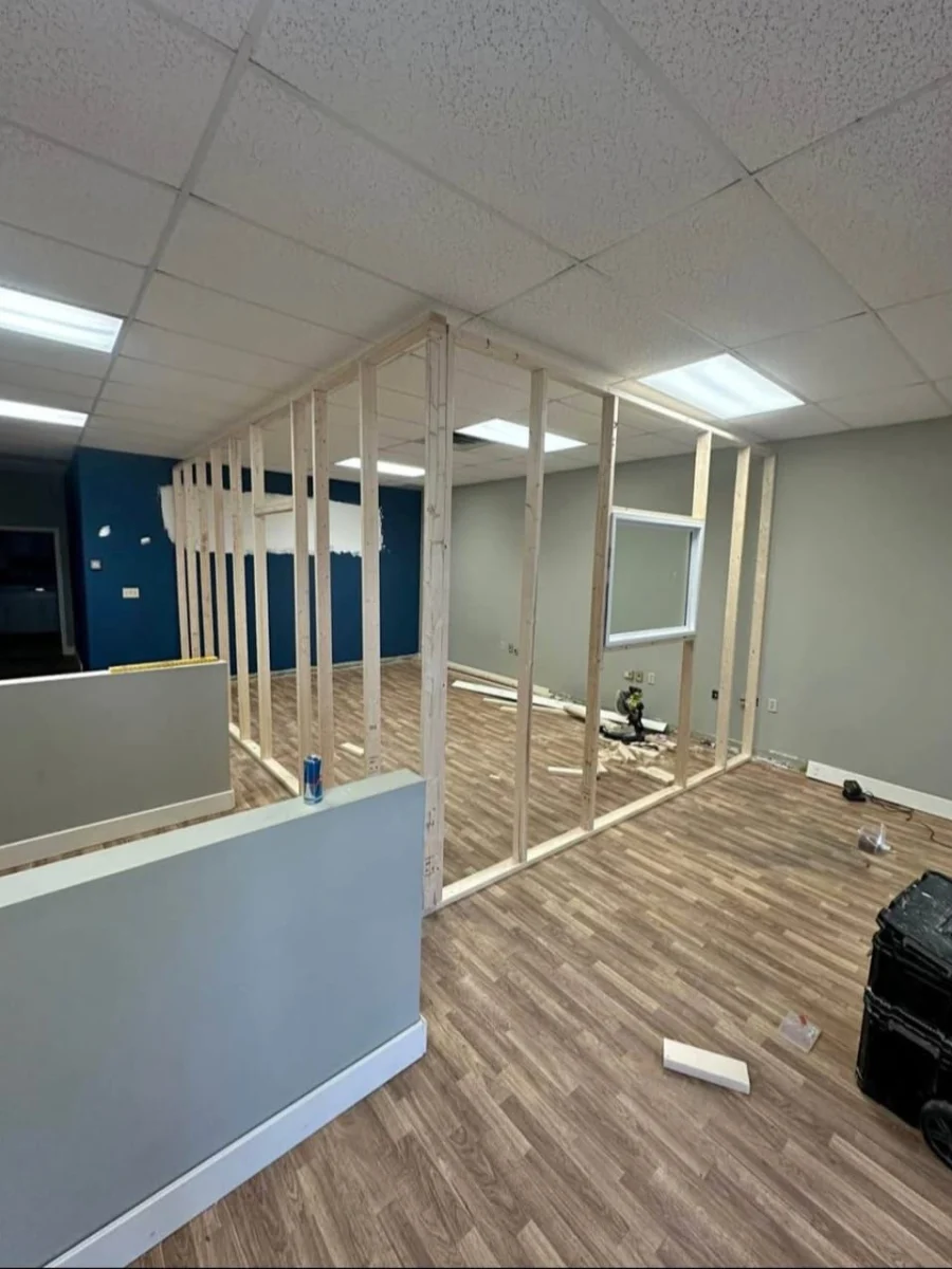 Office partition build