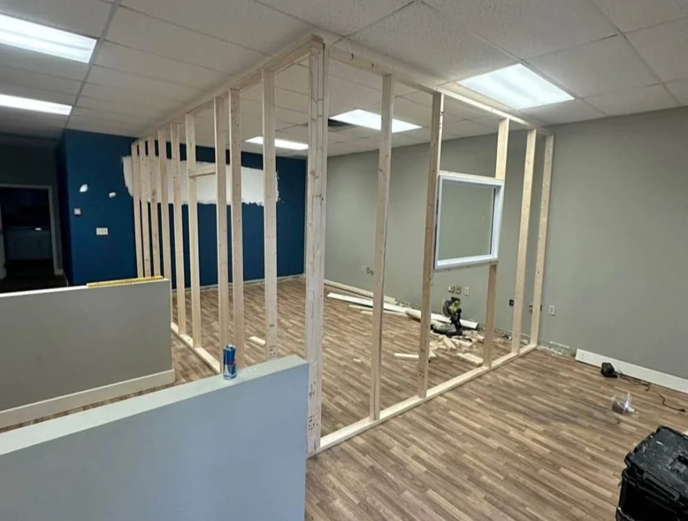 Office partition build