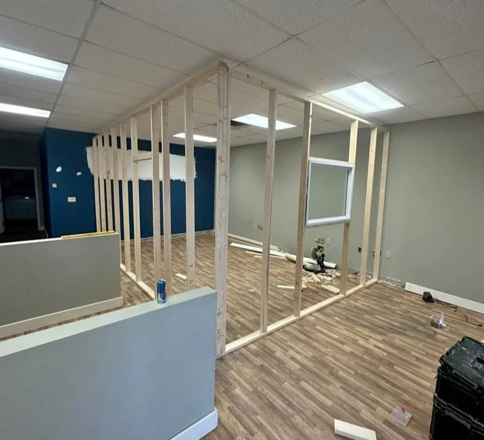 Office partition build